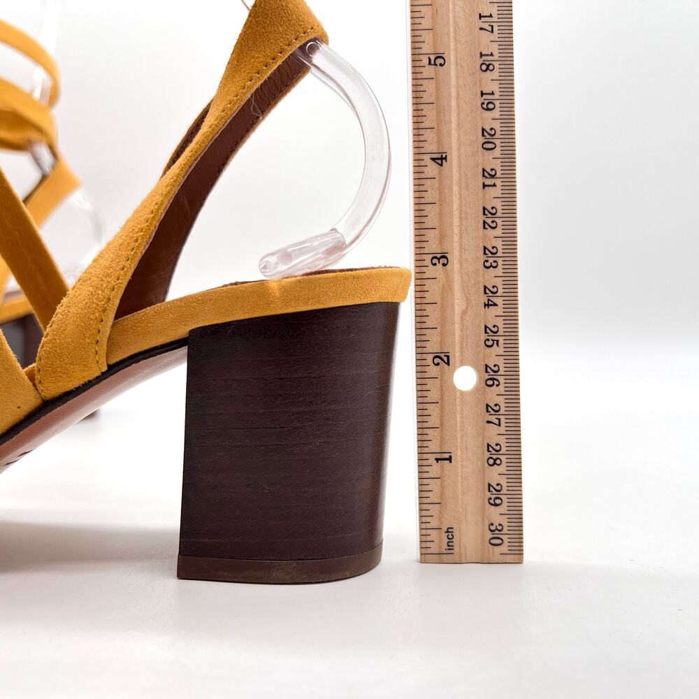 BA&SH Cequoia Strappy Heeled Sandal Women 39 Yellow Suede Block Stacked heel NEW - Picture 15 of 15